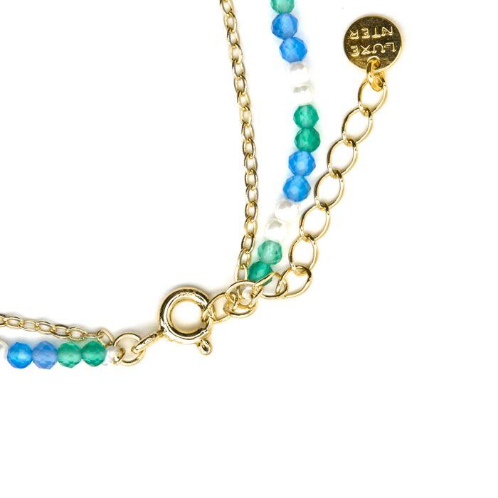 Bracelet - Dirhum - Argent 925 - Finition or 18k - Cristal Bleu Foncé - 16cm + 3cm D'extension