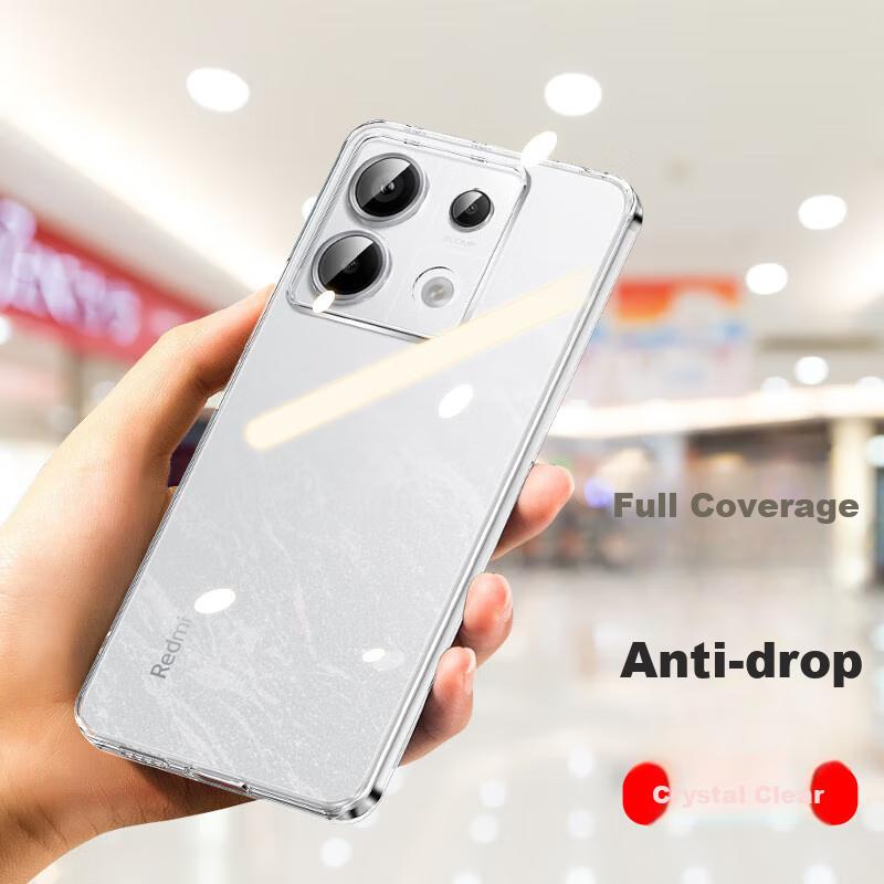 ESCASE Transparent Full-Coverage Ultra-Thin Shockproof Anti-Fingerprint Soft Case for Redmi Note 14 Phone, Simple Design for Men And Wome