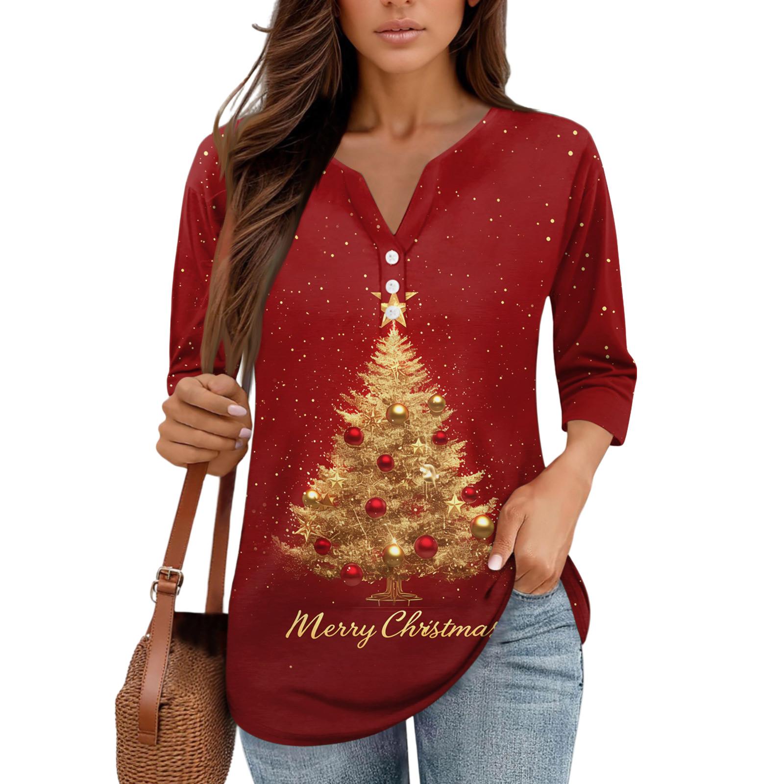 

Рубашки с рукавом 3/4 для женщин, футболки с принтом, блузки, повседневные базовые топы больших размеров, пуловеры XL