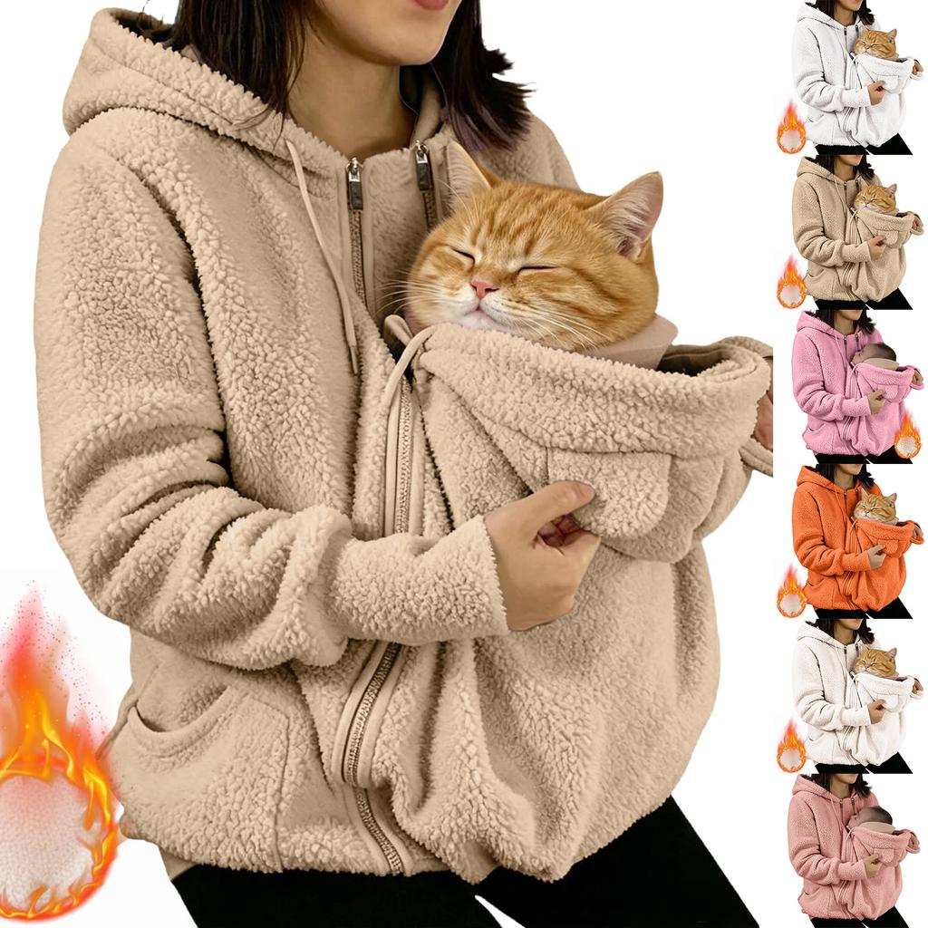 Moletom com Bolso para Animal de Estimação Feminino com Bolsa Frontal para Cães Pequenos e Gatos, Moletom Casual