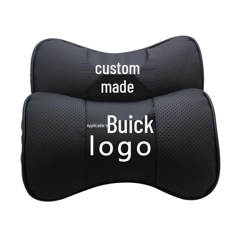 Genuine Leather Car Headrest Neck Pillow for Buick - Customizable Logo, Cowhide Backrest Support