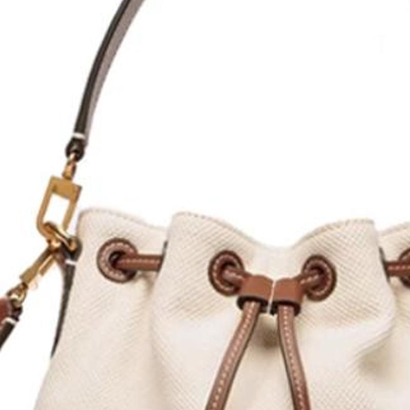 Bally Logo Detachable Adjustable Shoulder Strap Fabric Bucket Bag Medium Women Bags Natural 6310446