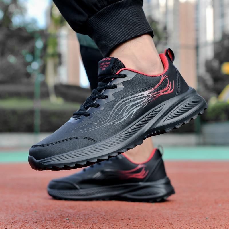 Waterproof Leather Surface Men's Running Shoes Spring Autumn Casual Lightweight Shock Absorption Versatile Sports Sneakers