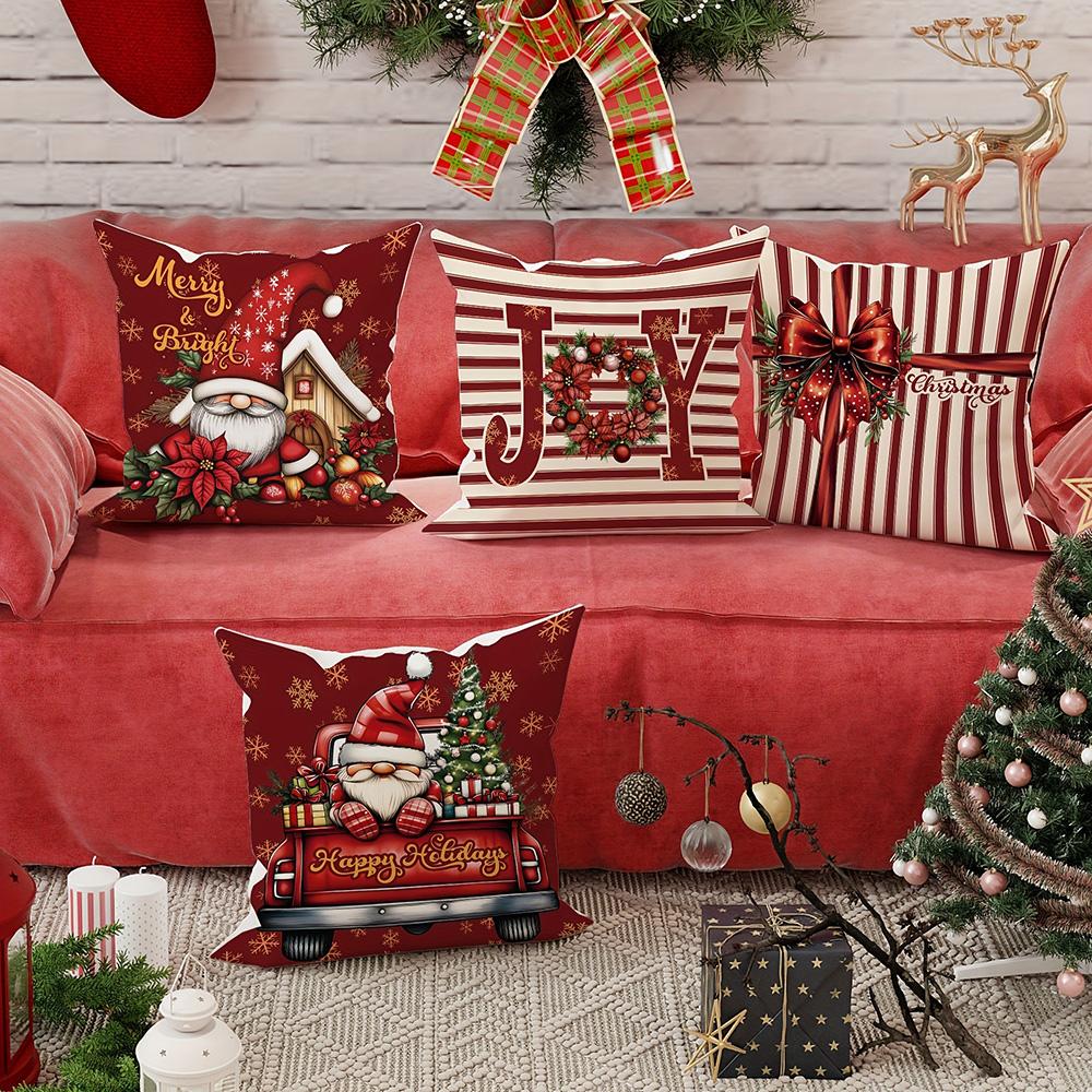 1pcs Christmas-pillowcase, suitable for Christmas home decoration, single-sided printing, no pillow core.