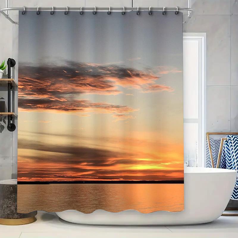 

Modern Floral Shower Curtain: Red Roses With Green Leaves Pattern Bathroom Decor For Home Decoration Waterproof Fabric Quick Dry W60H190(CM)-1 Pcs