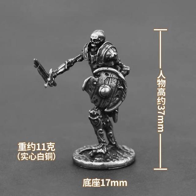 Ancient Medieval Legion Swordman Undead Skeleton Warrior Action Figures Metal Copper Model Armor Figurine Miniature Ornament Toy