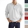 Autumn Long-sleeved V-neck Button Men's Casual Top Polo Shirt