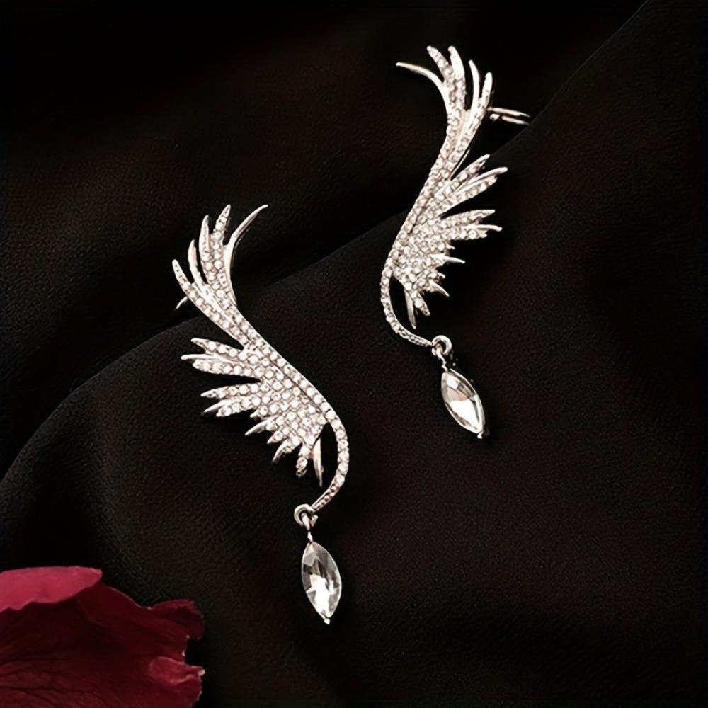 Angel Wing Pendant Earrings For Lady High End Crystal Water Drop Earrings Party Wedding Banquet Jewelry Gifts