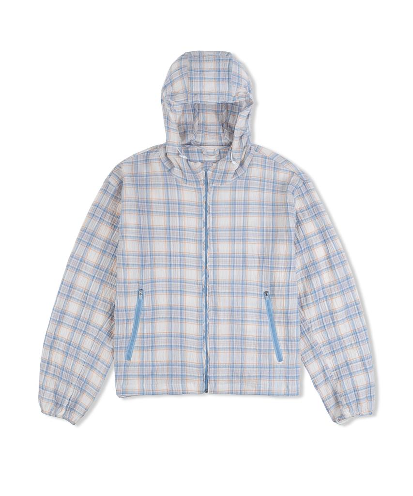 Kruxh Seersucker Crop Kapuzen-Windjacke Himmelskaros