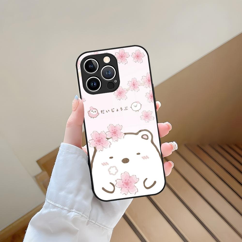 Cartoon Sumikko Gurashi Phone Case Tempered Glass For IPhone 13 17 15 16 14 12 11 Pro Max Plus Mini XR XS SE2020 Coque