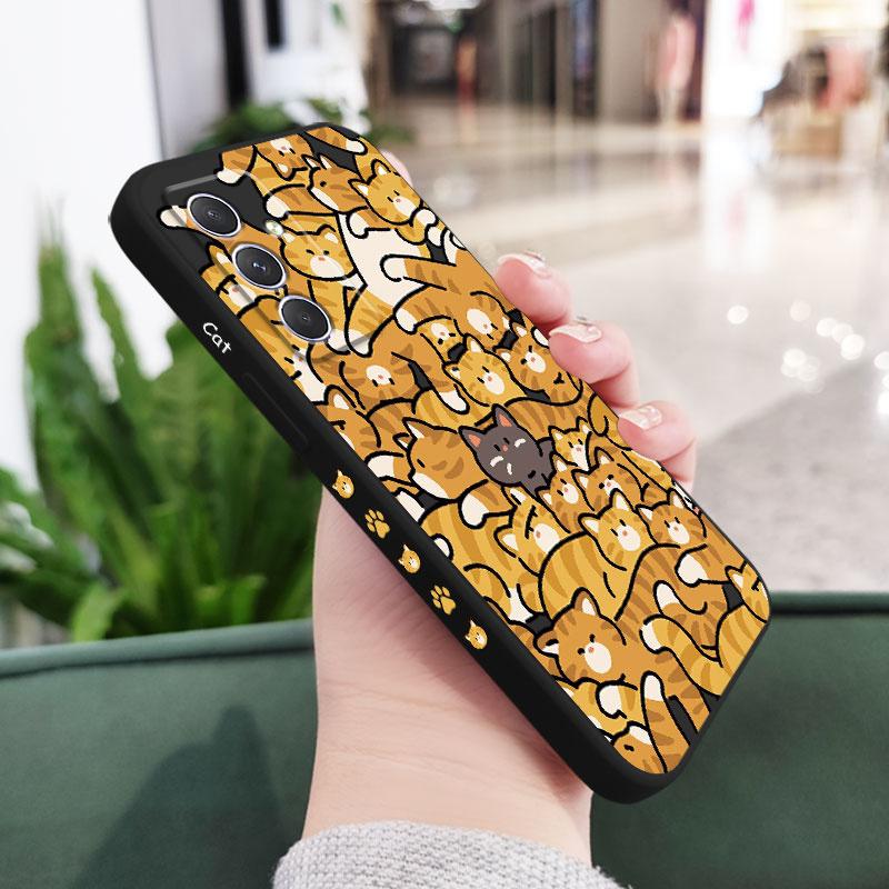 Orange Cats Phone Case For Samsung Galaxy A37 A57 Liquid Silicone Cover Samsung A57 чёрный