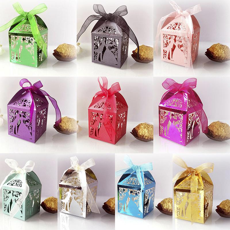 10pcs//lot Portable Party Wedding Favor Gift Box Chocolate Treat Candy Gifts Bag