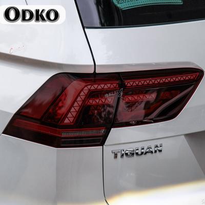 Dla Volkswagen Tiguan 2017- Akcesoria Folia Ochronna na Reflektory Samochodowe Przyciemnienie Tylnych Lamp Wędzony Czarny Przezroczysty Naklejka TPU