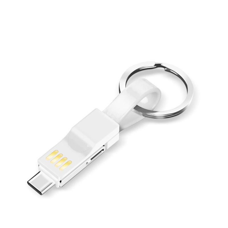 3-in-1 Micro-USB Typ-C Datenkabel Tragbares Schlüsselanhänger-Ladegerät Ladekabel Kompatibel für iPhone