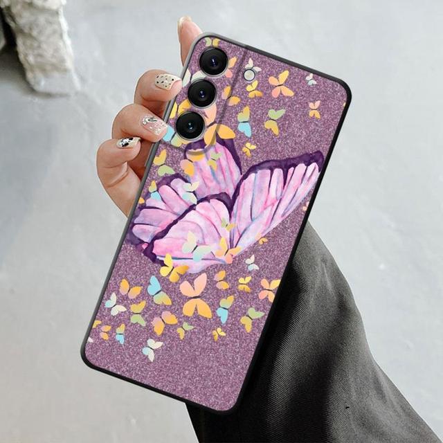 Shell For Samsung Galaxy S23 S22 S21 S20 Fe Ultra S10 S9 S8 Plus Note 20ultra 10plus Case Bling Aesthetic Butterfly Rose Art