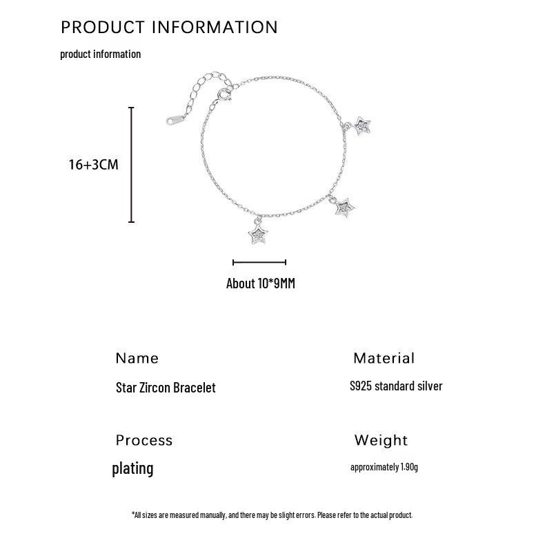 2025 Summer Exquisite Little Star Women's Bracelet - S925 Sterling Silver Tassel, Hollow Design, Fresh Jewelry