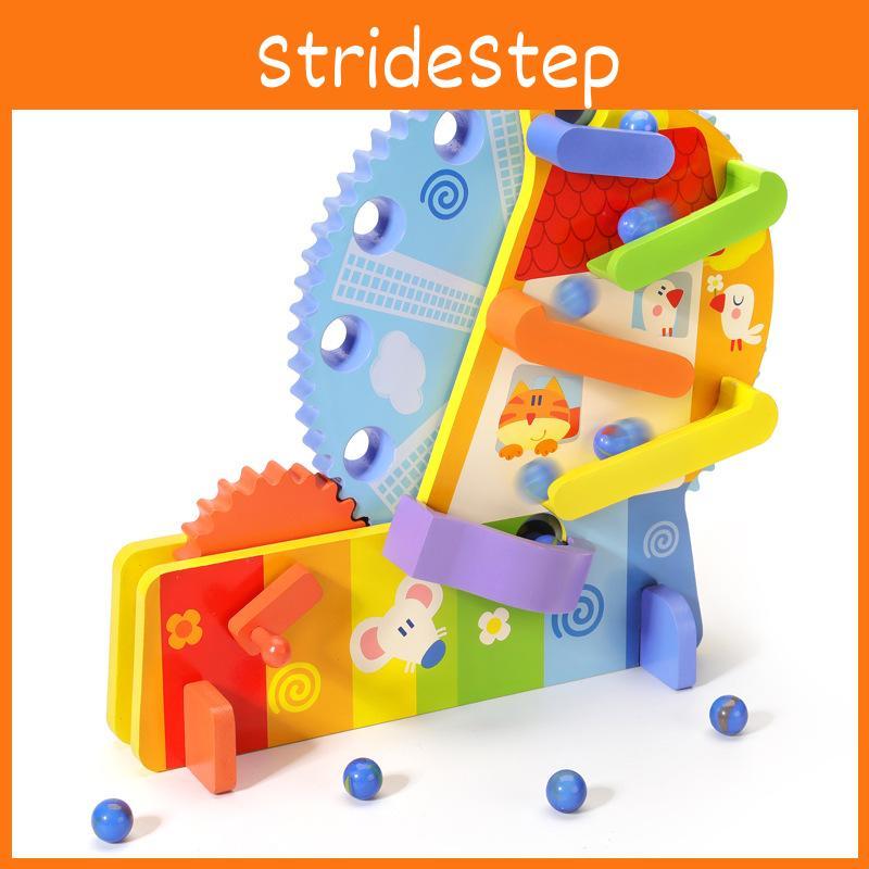 Kids Wooden Roller Ferris Wheel Toy With Multicolor Track And Block Set For Gift