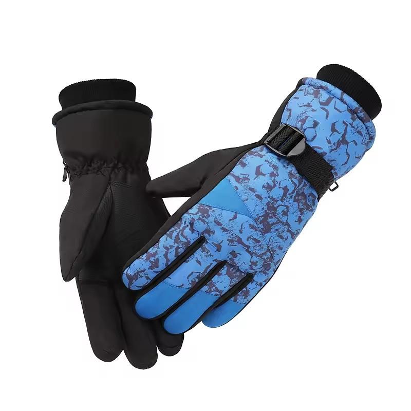 Windproof Custom Outdoor Snowing Winter Sports Keep Warm Thermal Ski Gloves Free синий