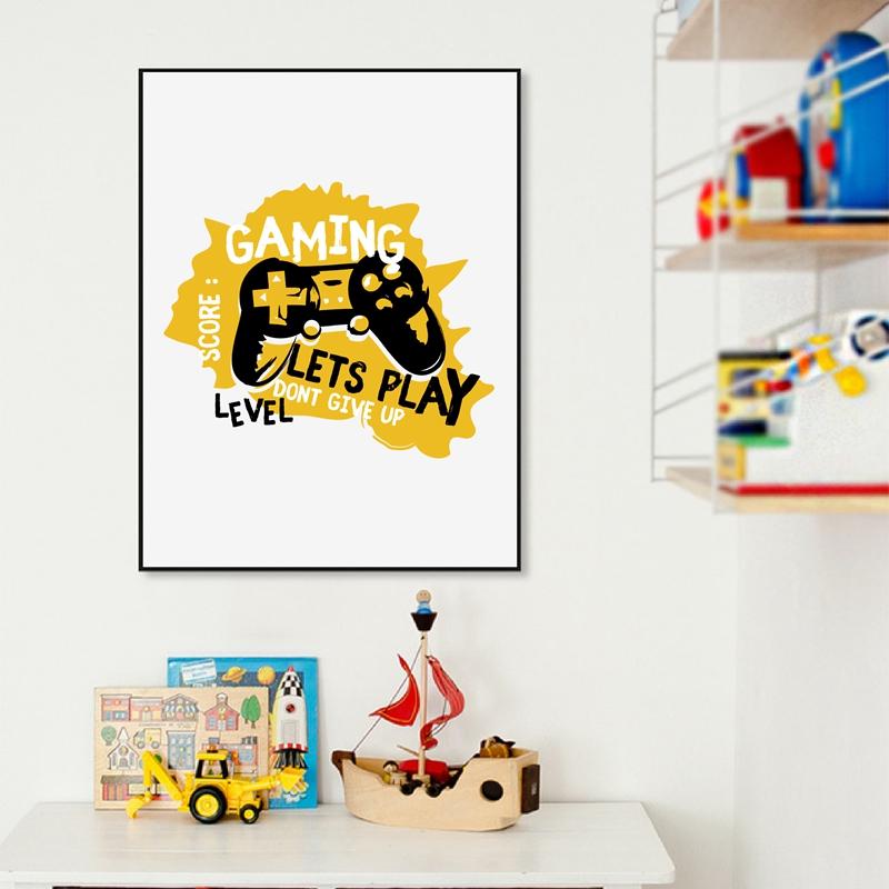 Joypad Gaming Illustration Poster and Print Boys Wall Art Canvas Gaming Let's Play Art Painting Picture Kids Room Wall Decor
