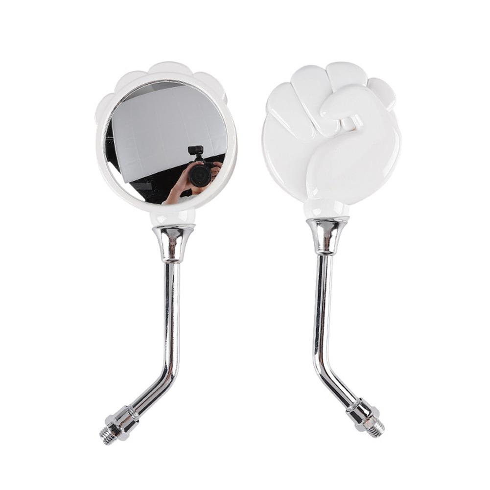 Kolip Motorcycle Rearview Mirror Aluminum Alloy Handlebar Mount Retro Round Side View Mirror For Street Bike Scooter White