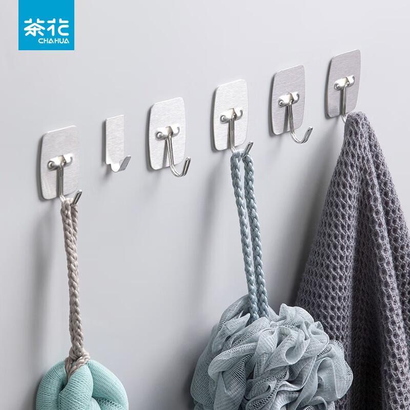 CHAHUA Stainless Steel Oval Adhesive Hooks Large, 6-Pack