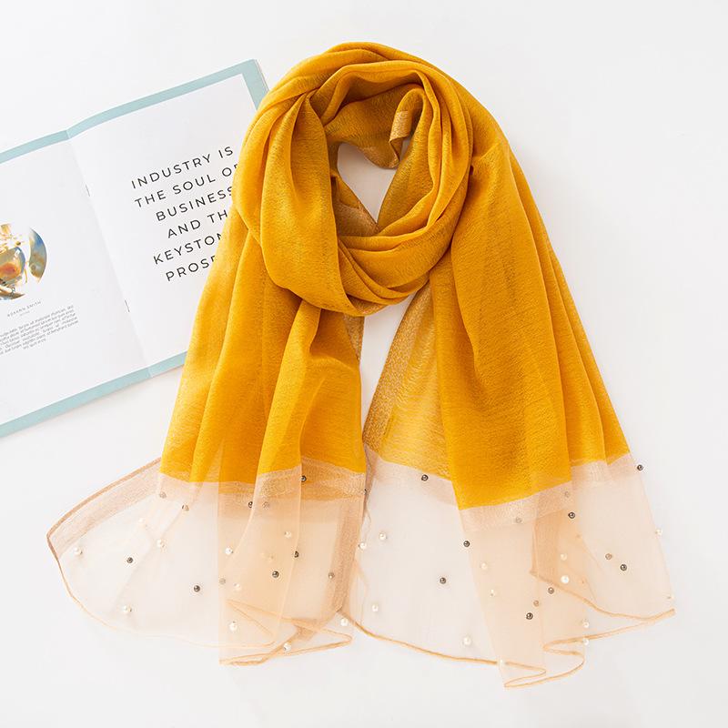 Luxury Pearl Long Scarf Shawl For Women Muslim Modal Hijab Thin Plain Scarf Big Size Headscarf Islamic Turban Headband 70*200Cm