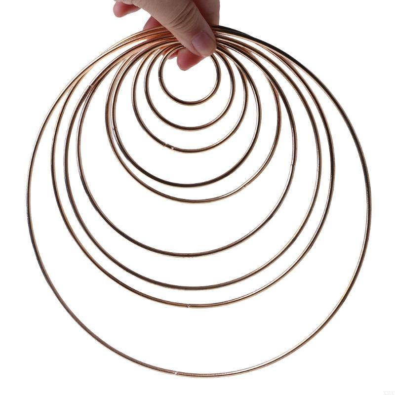 Round Dreamcatch Circle Gold Color Round Wire Wreath Making for Independence Day Flower Making Supply X3UC