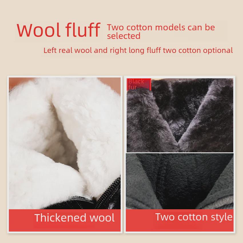 Women's Winter Cotton and Velvet Non-Slip Boots - Warm, Short Leather Footwear for Middle-Aged and Elderly