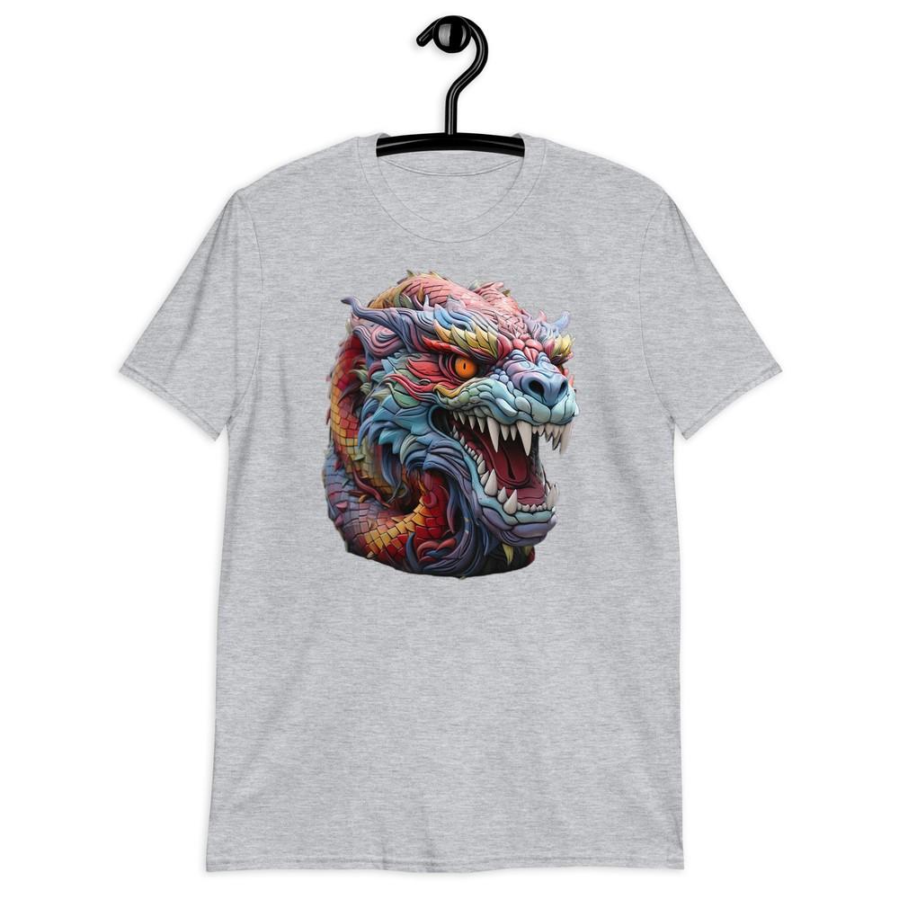 

Dragon s Roar T-Shirt Bold Dragon Head Design, Vibrant Colors, Men s Graphic Tee M