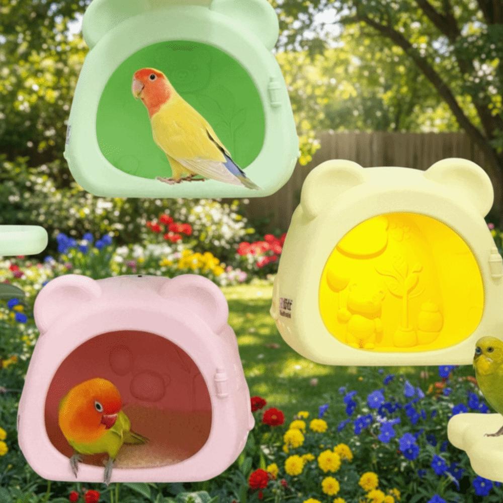 Warm Light Bird Breeding Nest Bear Shape Hanging Ambient Light Birdcage Decorative Multi-Purpose Squirrel Bed Garden Decor