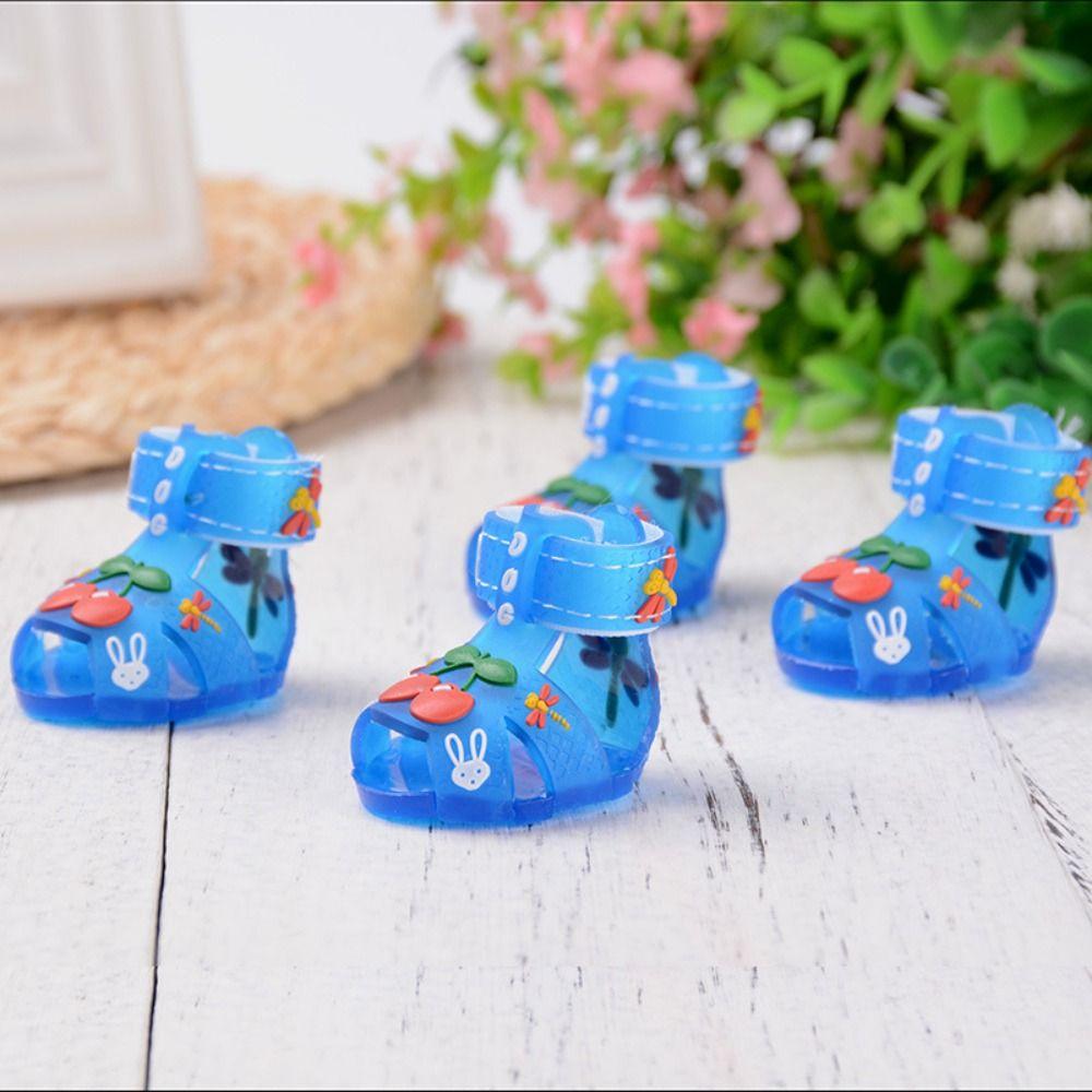 4Pcs/Set Cartoon Dog Summer Jelly Sandals Non-slip Hollow Puppy Shoes  Outdoor Hiking