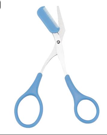 Wholesale Hot Selling High Quality Colorful Customize 2 In1 Replaceable Stainless Steel  Multifunction Eyebrow Scissor with Comb синий