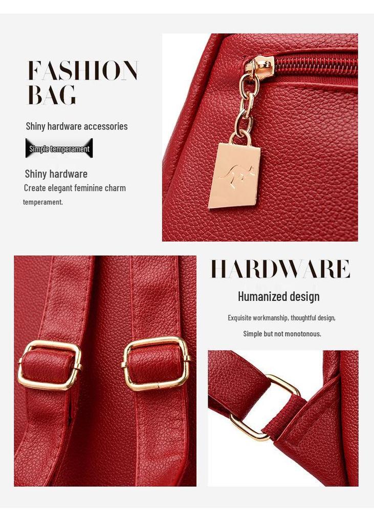 Stylish 2024 Korean Soft Leather Backpack: Versatile, Large-Capacity Travel & School Bag for Women.