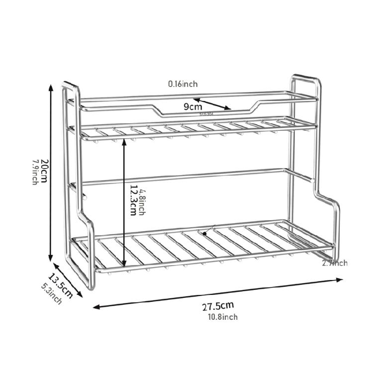Schlafzimmer und Küche Doppellagiges Robustes Edelstahl-Lagerregal zur Organisation von Büchern, Zeitschriften und Gewürzen