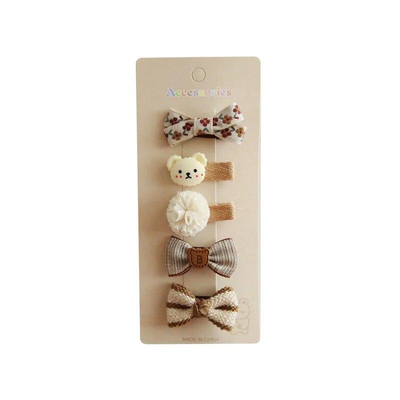 5Pcs Baby Hair Pins for Girls Gift Korean Bear Bunny Kids Hair Accessory Bows Flower Princess Children Girl Hairclip
