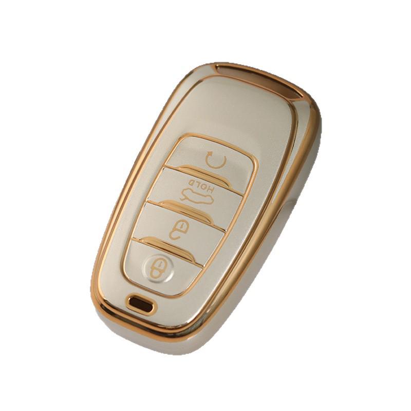 Champagne Gold TPU Car Key Cover for Hongqi H5/H9 Key Fob