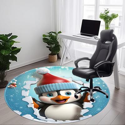 1 Stück Pinguin Weihnachtsdekoration Stuhl Teppich für Büro, Weiche, Rutschfeste Polyestermatte, Büro, Wohnzimmer, Schlafzimmer, Langlebiges Polyester yy251207107