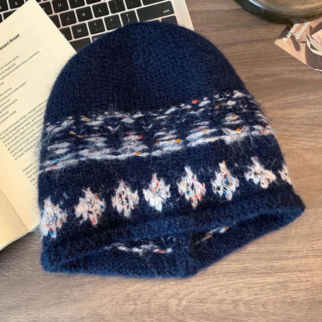 Vintage Knit Beret Wool Blend Warm Hat For Autumn Winter Women