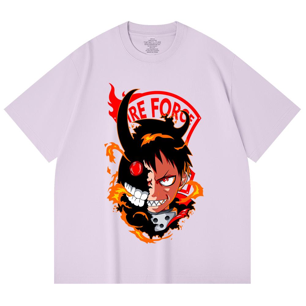 230 Gsm 100% Cotton Fire Force V1 Shinra Print Unisex Heavy Cotton T Shirt