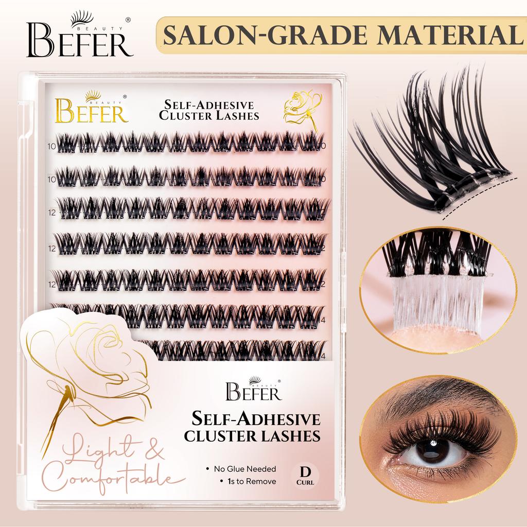 Befer Self-Adhesive Lash Clusters Clear Pre-Glued Eyelashes Cluster 150pcs Manga Natural Makeup Fluffy False Eyelashes Supplier
