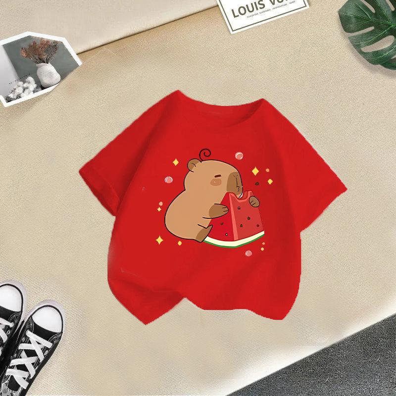 Children's Casual Short-sleeved T-shirt, Summer Boys' And Girls' Cute Capri Blouse
