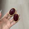 Vintage Red Resin Earrings for Women Retro Stud Earrings Luxury Large Geometric Oval Earrings Party Wedding Ear Jewelry Gifts