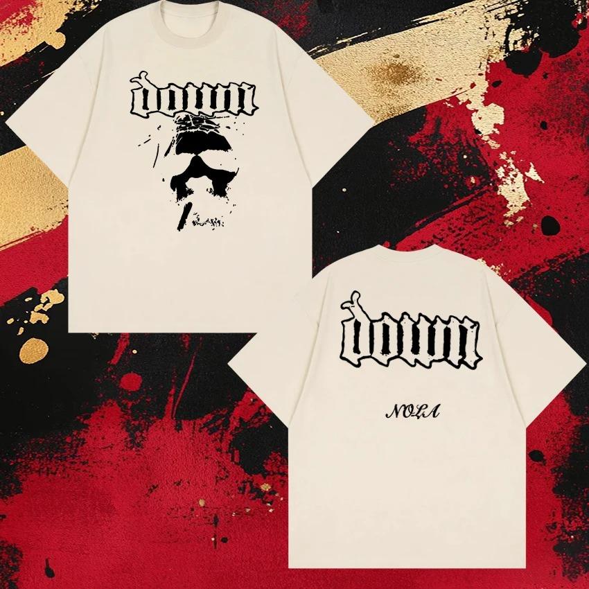 2026 Rock Band Down Nola Face Double Sided Print Short Sleeve T-shirts Men Women Vintage Hip Hop T Shirt Unisex Pure Cotton Top