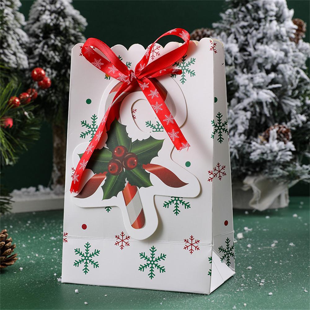 Creative Bow Snowflake Gift Bag Small Size Lovely Christmas Gift Bag Christmas Gift Bag Ribbon Handle For Festive Decorations