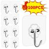 Transparent Stainless Steel Self-Adhesive Hooks Bathroom Towel Clothes Storage Sticker Hook Key Hangers Storage Holder