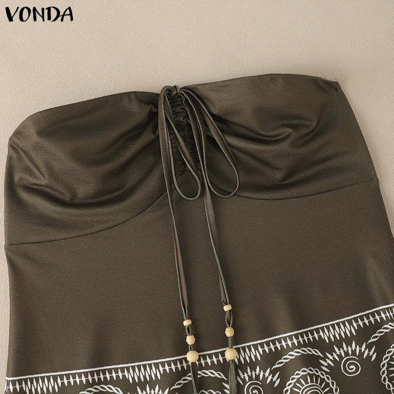 VONDA Summer Women Off Shoulder Strapless Print Tank Tops