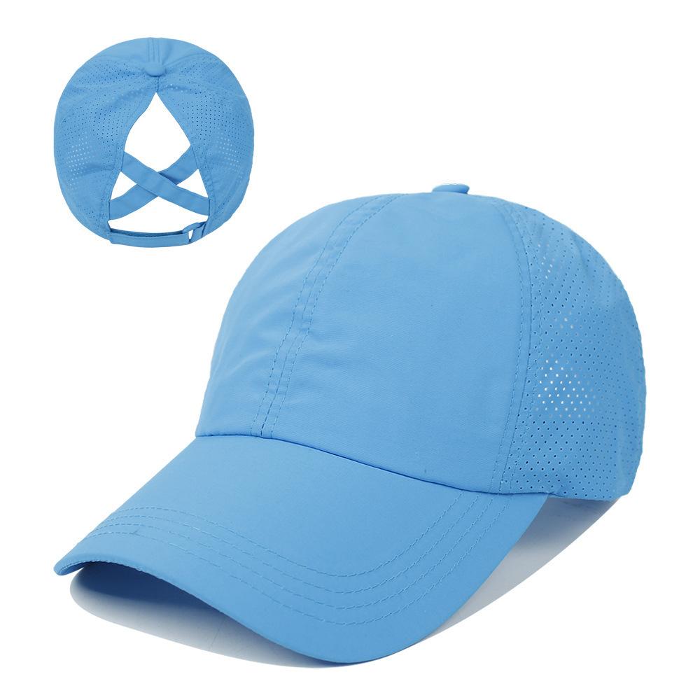 

Women s Solid Color Quick Drying Breathable Baseball Cap Sports Leisure Cross Ponytail Design Sunshade Duckbill Cap небо синє кольору