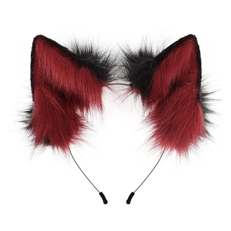 Plush Simulation Handmade Animal Ear Headband, Plush Dress Up Wolf Ear Headband Cosplay Play Lone Wolf Hair Accessories