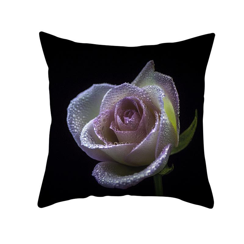Black Rose Peach Skin Pillow Cover Car Pillow Cover Sofa Cushion Cover for Home Use
