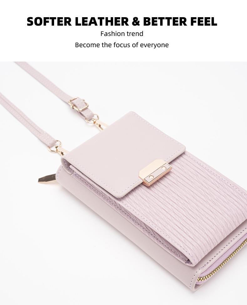 2025 Trendige koreanische Damen-Umhängetasche – Schlichtes Verschlussdesign & Handyhalter